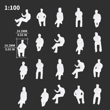 Load image into Gallery viewer, 100pcs Unpainted Miniature Seated People 1:87-200 for Model Railway Diorama Supplies