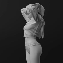 Load image into Gallery viewer, Female Resin Figure – Unpainted Model Kit with Tied Hair 1/35, 1/24, 1/12 Scale – DIY Craft Supply