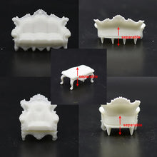 Load image into Gallery viewer, 4 pcs Miniature Sofa Table European-Style Furniture Blank Unpainted Models 1:50/75 Scale DIY Layout Dollhouse Decor Diorama Craft Supplies