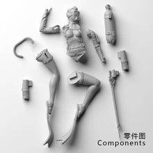 Load image into Gallery viewer, Deep Diving Girl with Spear Gun Unpainted Resin Figure 1/35 1/24 Scale Unassembled Model