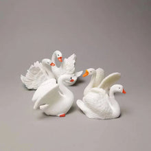 Load image into Gallery viewer, 5pcs Mini White Goose Swan Figurines, Resin Animal Miniatures for Fairy Garden, Dollhouse, Terrarium, Bonsai Decor & DIY Craft Supplies