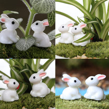 Load image into Gallery viewer, 50pcs Miniature White Resin Bunny Figurines, Mini Rabbit Dollhouse Fairy Garden Decor