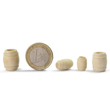 Load image into Gallery viewer, 50 pcs Miniature Wooden Wine Barrels Cask Bucket Model HO OO Scale 1:87 DIY Scenery Dollhouse Landscape Terrarium Diorama Craft Supplies