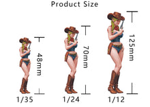 Load image into Gallery viewer, Sexy Cowgirl Unpainted Resin Figure 1/35 1/24 1/12 Scale Unassembled Model