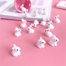 Load image into Gallery viewer, 50pcs Miniature White Resin Bunny Figurines, Mini Rabbit Dollhouse Fairy Garden Decor