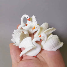 Load image into Gallery viewer, 5pcs Mini White Goose Swan Figurines, Resin Animal Miniatures for Fairy Garden, Dollhouse, Terrarium, Bonsai Decor & DIY Craft Supplies