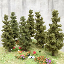 Load image into Gallery viewer, 14/21cm Miniature Pine Tree model DIY Sand Table Train Railway Scenery Fairy Garden Landscape Terrarium Diorama Craft Supplies