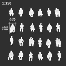 Load image into Gallery viewer, 100pcs Unpainted Miniature Seated People 1:87-200 for Model Railway Diorama Supplies
