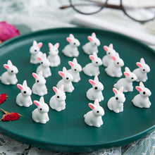 Load image into Gallery viewer, 50pcs Miniature White Resin Bunny Figurines, Mini Rabbit Dollhouse Fairy Garden Decor