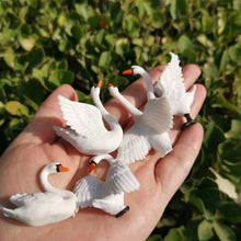 Load image into Gallery viewer, 5pcs Mini White Goose Swan Figurines, Resin Animal Miniatures for Fairy Garden, Dollhouse, Terrarium, Bonsai Decor & DIY Craft Supplies
