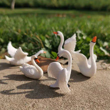 Load image into Gallery viewer, 5pcs Mini White Goose Swan Figurines, Resin Animal Miniatures for Fairy Garden, Dollhouse, Terrarium, Bonsai Decor & DIY Craft Supplies