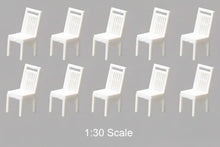 Load image into Gallery viewer, 10pcs 1:30 Scale Miniature Unpainted White Chairs ABS Model Furniture for Dioramas, Dollhouse Room Layouts, Indoor Model Scenes