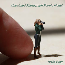 Load image into Gallery viewer, Miniature Woman Photographer People Unpainted Figure 1/87 1/64 Model Street Building Landscape Scenery Layout Accessories Diorama Supplies