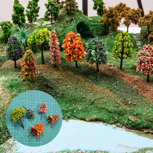 Load image into Gallery viewer, 30 pcs Mixed Miniature Colorful Tree Model HO Scale Sand Table Train Railway Scene Fairy Garden Landscape Terrarium Diorama Craft Supplies