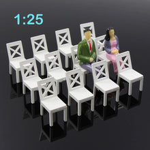 Load image into Gallery viewer, 12pcs 1:25 G Scale Miniature Unpainted White Chairs Model Furniture for Railway Diorama Scene Layout DIY Craft