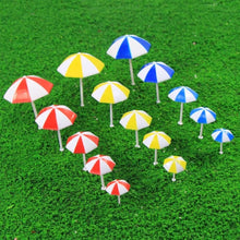 Load image into Gallery viewer, 24 pcs Miniature Sun Umbrella Beach Parasol 1:50-200 Models Dollhouse Accessories Fairy Garden Landscape Terrarium Diorama Craft Supplies