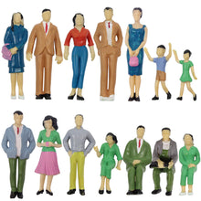 Load image into Gallery viewer, 14 pcs Miniature Standing Seated People Adult Child Passenger 1:25 Figures G Scale Models Train Railway Scene Accessories Diorama Supplies