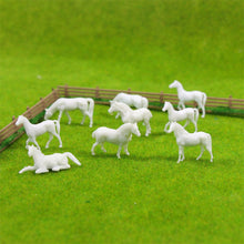 Load image into Gallery viewer, 100 pcs Miniature Horse Farm Animal Unpainted Figures 1:87 Models HO Scale Garden Landscape Scenery Layout Accessories Diorama Supplies
