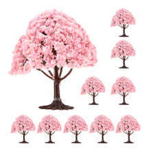 Load image into Gallery viewer, 10 pcs 8cm Miniature Cherry Blossom Tree Models Train Railway Layout Accessories DIY Landscape Dollhouse Terrarium Diorama Craft Supplies