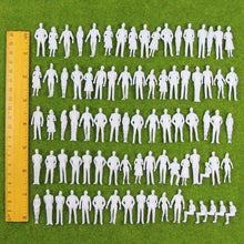Load image into Gallery viewer, 100 pcs Miniature Standing Passenger Seated People 1:50 Unpainted Figure O Scale Model Railway Scenery Layout Accessories Diorama Supplies