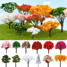 Load image into Gallery viewer, Miniature Flower Tree Models 4cm | Multi-Color Plastic Trees | Model Railway Diorama Craft Supplies