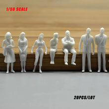 Load image into Gallery viewer, 20 pcs Miniature Standing Passenger Seated Blank People 1:50 Unpainted Figure O Scale Model Railway Train Scenery Layout Diorama Supplies