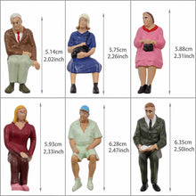 Load image into Gallery viewer, 6pcs Miniature Seated People Figures 1:25 Scale for DIY Diorama & Model Train Scenery