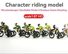 Load image into Gallery viewer, 6pcs Miniature Bicycle Rider Cyclist Figures, Scale 1:87, Model Railway Scenery, Diorama Accessories