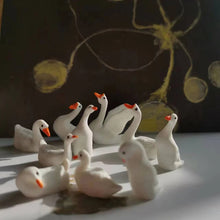 Load image into Gallery viewer, 10pcs Mini White Swan Figurines, Resin Animal Miniatures for Fairy Garden, Moss Terrarium, DIY Dollhouse, Craft & Bonsai Decorations