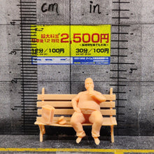 Load image into Gallery viewer, Fat Man Eating on Bench Miniature Unpainted Figure 1/87 1/64 1/50 1/43 1/35 1/24 1/18 Scale Model Street Layout Accessories Diorama Supplies