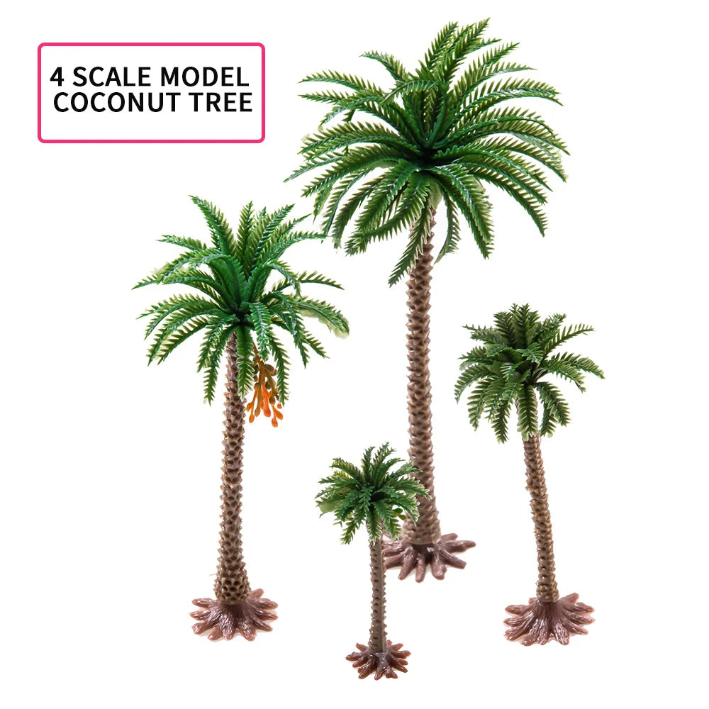 miniature coconut palm tree 4pcs Miniature Coconut Palm Model Trees