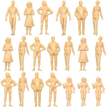 Load image into Gallery viewer, 20 pcs Miniature Standing Seated Passenger People 1:25 Unpainted Figure G Scale Model Railway Scenery Layout Accessories Diorama Supplies