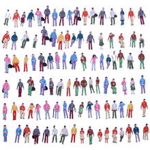 Load image into Gallery viewer, 100pcs Miniature People Figures HO Scale 1:87 – Standing & Sitting Passengers for Model Train Layouts, Dioramas, Scenery Crafts