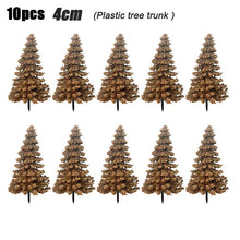 Load image into Gallery viewer, 10pcs Miniature Pine Trees 4-12cm, HO OO Scale for Model Train Scenery, Diorama Projects.