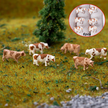 Load image into Gallery viewer, 6 pcs Miniature Dairy Cow Farm Animal Figure 1:150 Model N Scale Fairy Garden Landscape Accessories Terrarium Diorama Craft Supplies