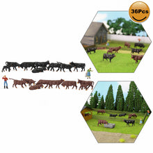 Load image into Gallery viewer, 36pcs Miniature Cow Figures, HO Scale 1:87, Diorama Animals for Model Train Scenery