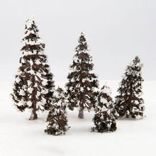 Load image into Gallery viewer, 16 pcs Mixed Miniature Snow Cedar Trees Models Train Railway Accessories Forest Fairy Garden Landscape Terrarium Diorama Craft Supplies