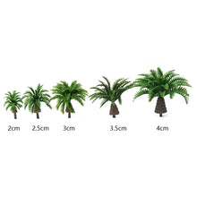 Load image into Gallery viewer, Miniature Palm Coconut Tree 2–4cm Plastic Model for Diorama Railway Garden Landscape Scenery Craft Supplies (20pcs)