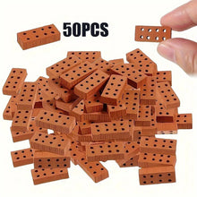Load image into Gallery viewer, 50pcs Mini Clay Bricks for Dioramas, Model House, Dollhouse Building Materials, Miniature Landscaping Supplies