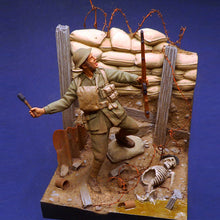 Load image into Gallery viewer, WWII Army Soldier Throwing Grenade with Scene Unpainted Resin Figure 1/35 Scale Unassembled Model