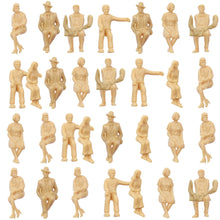 Load image into Gallery viewer, 30 pcs Miniature Sitting Seated Passenger People 1:25 Unpainted Figure G Scale Model Railway Scenery Layout Accessories Diorama Supplies