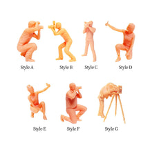 Load image into Gallery viewer, Miniature Photographer Cameraman Selfie People Unpainted Figure 1:64 Model Landscape Scenery Layout Accessories Diorama Supplies