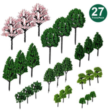 Load image into Gallery viewer, 27pcs Miniature Model Trees Set for Railway Diorama Train Layout Farm Scenery Landscape Accessories