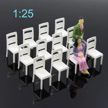 Load image into Gallery viewer, 12pcs 1:25 G Scale Miniature Unpainted White Chairs Model Furniture for Railway Diorama Scene Layout DIY Craft