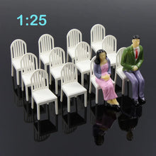 Load image into Gallery viewer, 12pcs 1:25 G Scale Miniature Unpainted White Chairs Model Furniture for Railway Diorama Scene Layout DIY Craft
