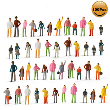 Load image into Gallery viewer, 100 pcs Miniature Standing Seated People Passenger 1:75 Figures HO OO Scale Models Train Railway Scenery Layout Accessories Diorama Supplies