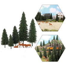 Load image into Gallery viewer, 20pcs HO O N Z Scale Pine Trees with 4 Moose Deer Figures Model for Train Railway Layout, Diorama, Miniature Forest Craft Supplies