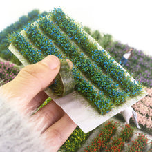 Load image into Gallery viewer, 4pcs Miniature Flower Grass Strips for Diorama, Model Railway Scenery, Landscape, Dollhouse Garden, Terrain
