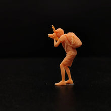 Load image into Gallery viewer, Backpacker taking photos Miniature Unpainted Figure 1/64 1/50 1/43 1/35 1/24 1/18 Scale Model Scene Layout Accessories Diorama Supplies