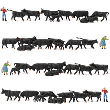 Load image into Gallery viewer, 36pcs Miniature Black Cow Figures HO Scale 1:87 Animals for Diorama Model Scenery